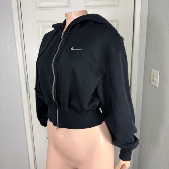 Nike HJ0940 Oversized Cropped Sweatshirt XS Pheonix Full zip Hooded Hoodie X3-15 - Picture 2 of 6